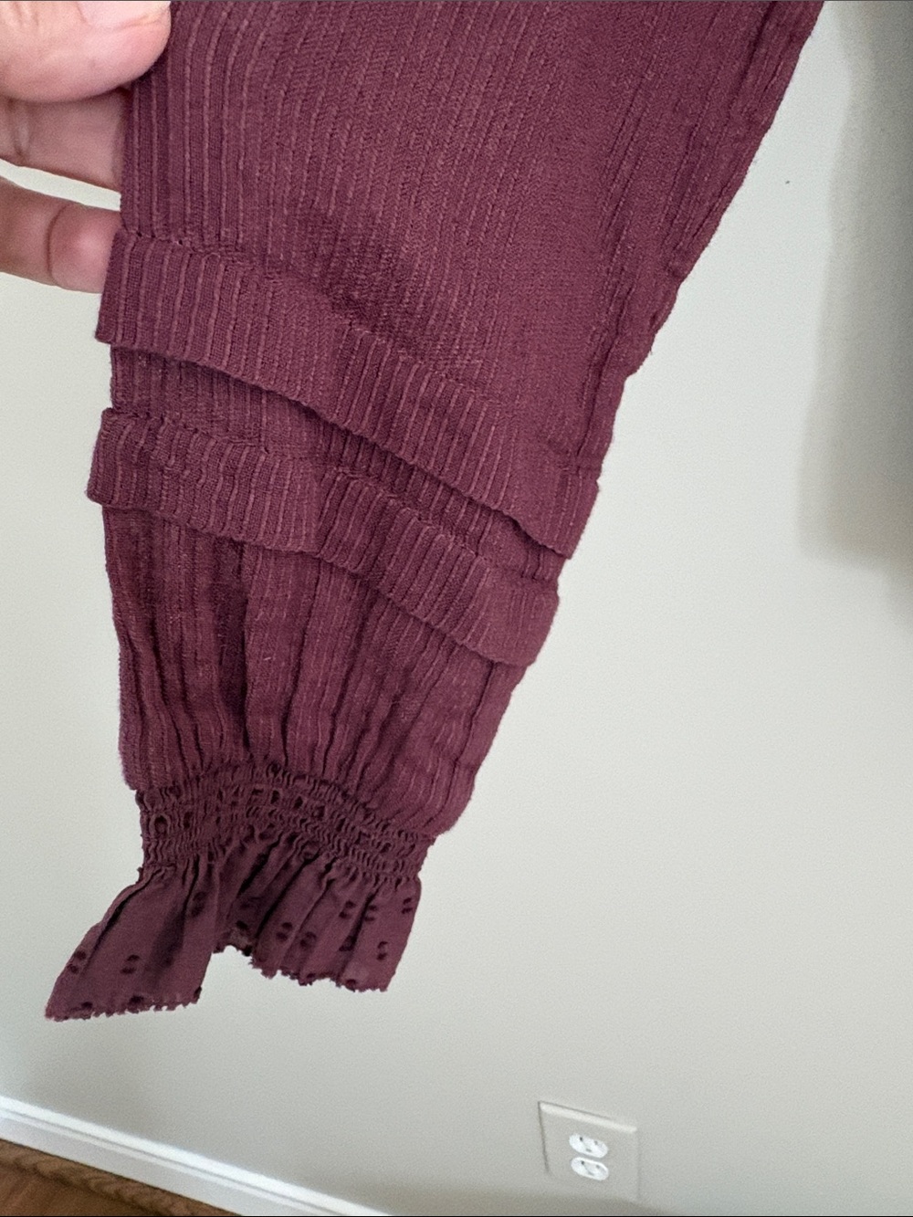 Faherty Mauve Ruffled Pintuck Button-Front Blouse - Picture 5 of 7